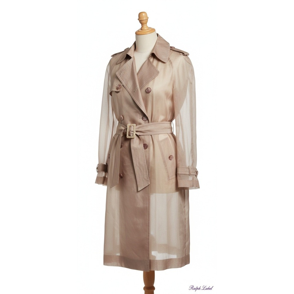 Rare Ralph Lauren Collection Purple Label Jayne Silk Organza Trench Mauve US 2 - Picture 6 of 16